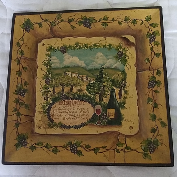 COPY 🇺🇦 Rare Decorative plate Burgundy Wine Lovers 10×10 inches